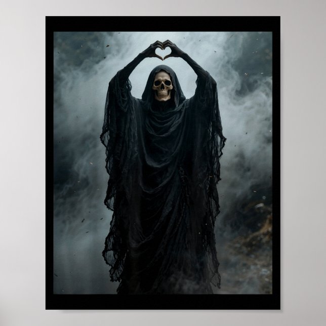 Rolig spökhjärta händer skrämmande ansikte skräcka poster (Framsidan)