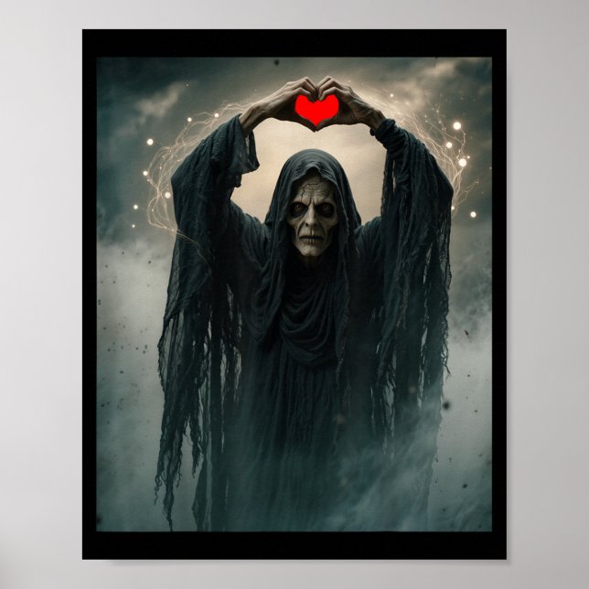 Rolig spökhjärta händer skrämmande skräckaffisch poster (Framsidan)