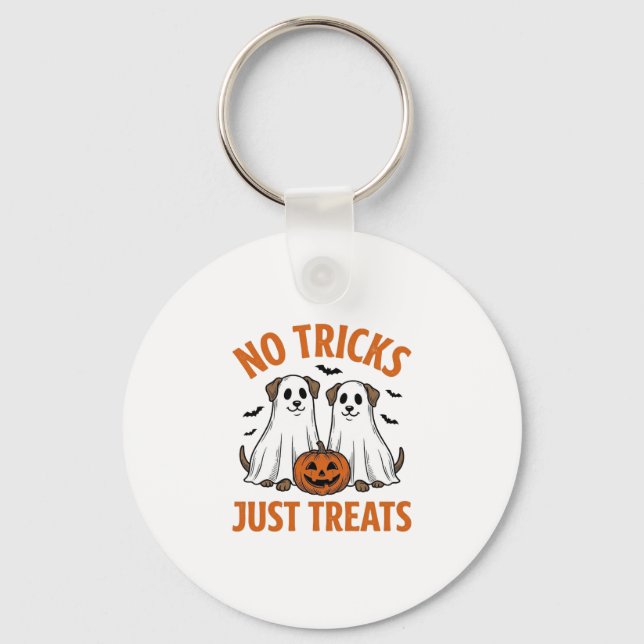 Rolig Spökhund Halloween Inga Busstreck Bara Gods  Nyckelring (Framsida)