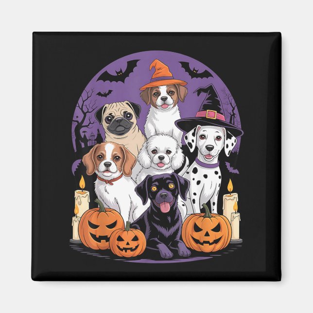 Rolig spökhund Halloween-tröja Halloween Hund Magnet (Framsidan)