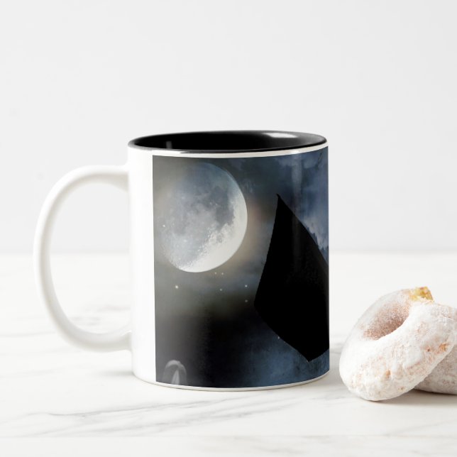 Rolig spöklik design för Halloween Två-Tonad Mugg (Med munk)