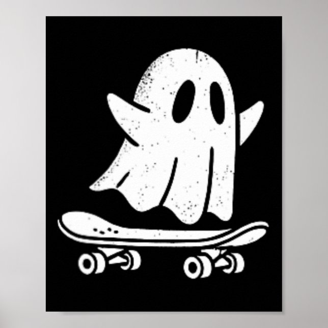 Rolig spökskateboard lat Halloween-kostym G Poster (Framsidan)