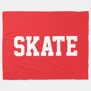 Rolig Sportig Vit SKATE-text på Ljus Atletisk Röd Fleecefilt