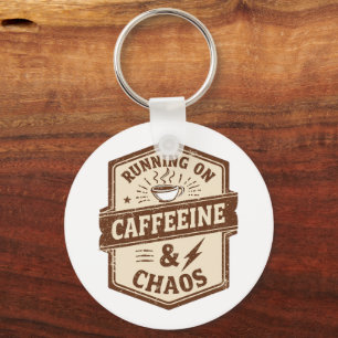 Rolig "Springande på Koffein & Kaos" Citat Nyckelring