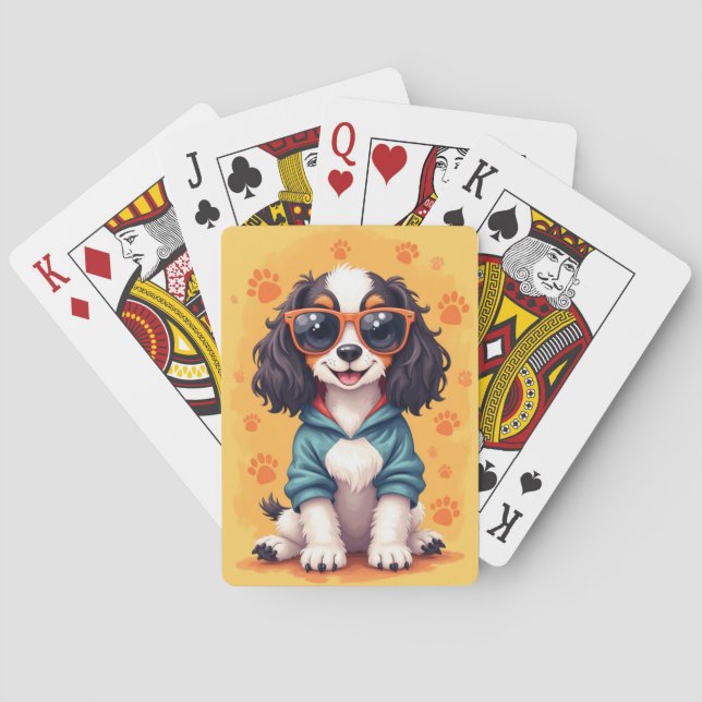 Rolig Springer Spaniel Kawaii Hund Casinokort (Baksidan)