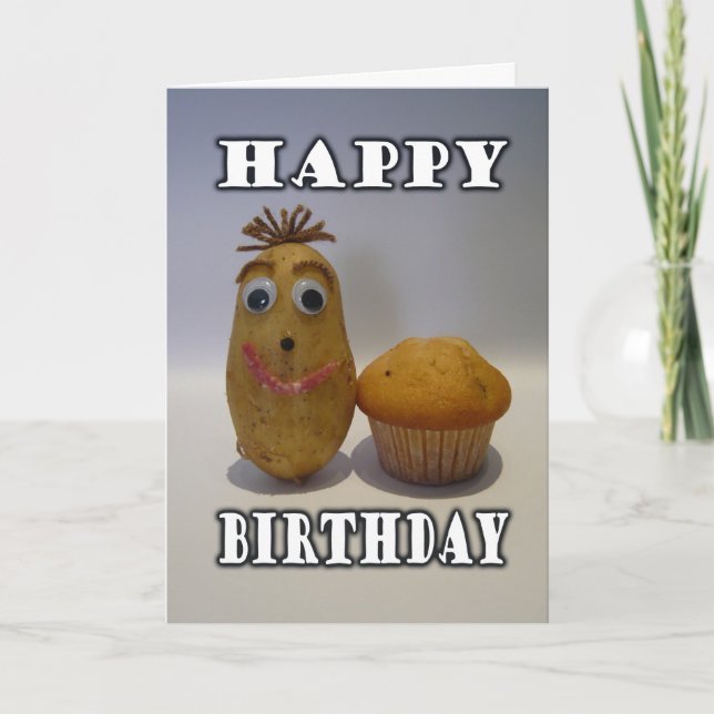 Rolig "Spud" Muffin - Glad födelsedag för killen Kort (Framsida)