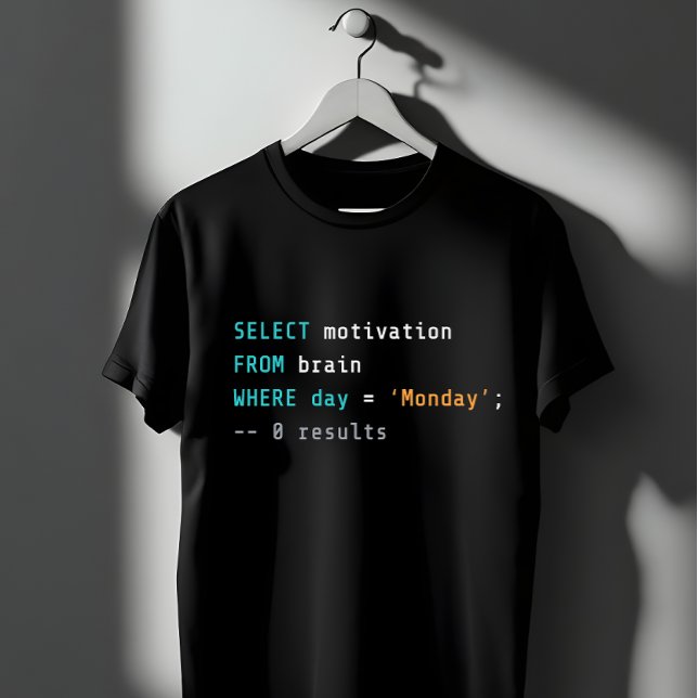 Rolig SQL måndagsmotivation programmerare skämt T Shirt (Skapare uppladdad)