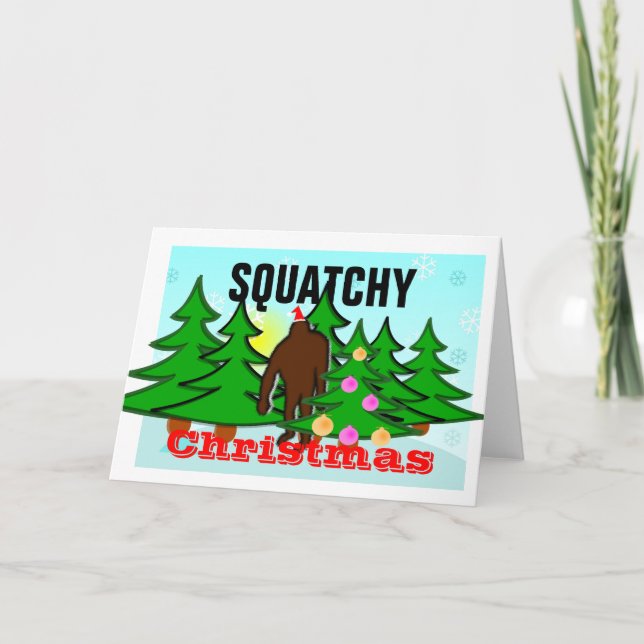 Rolig Squatchy jul Tacky Bigfoot Helgkort (Framsida)