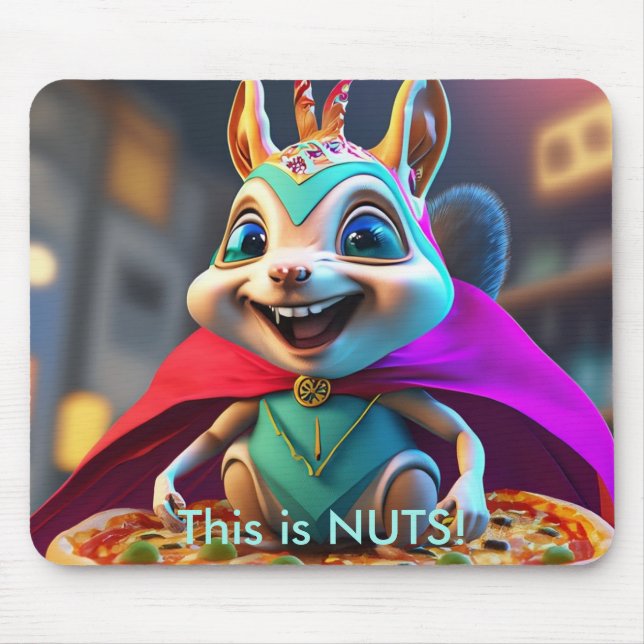 Rolig Squirrel Pizza Nötter Design Musmatta (Framsidan)