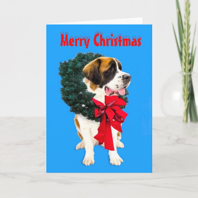 Rolig St Bernard hund med julkrankortet Helgkort (Framsida)