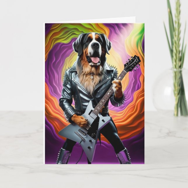Rolig St. Bernhard Rockstjärna Kort (Framsida)