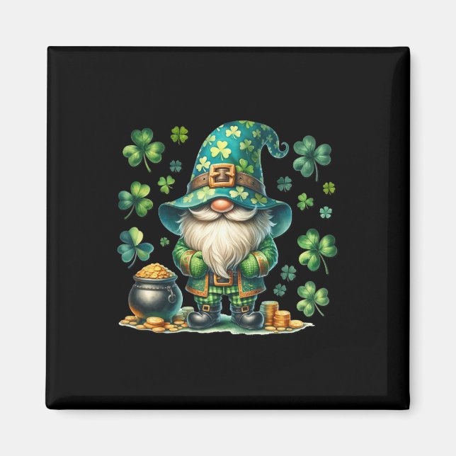 Rolig St Paddys Day Tomte Med St Patricks Day Kruk Magnet (Framsidan)