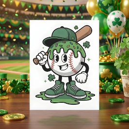 Rolig St Patrick-dags baseballdesign Julkort