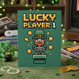 Rolig St Patrick Days Gamer Pixel Julkort