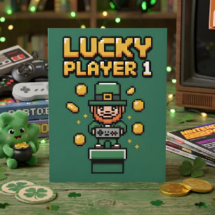 Rolig St Patrick Days Gamer Pixel Julkort