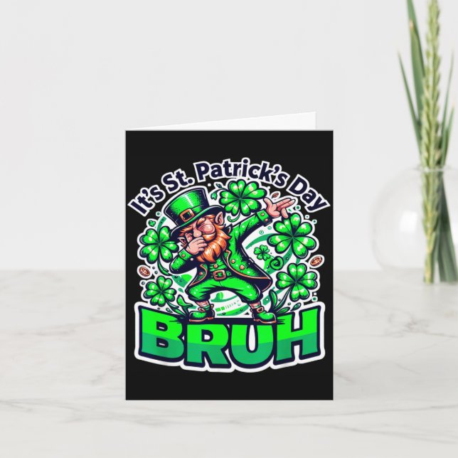 Rolig st patricks dag bruh leprechaun dabbar irlän kort (Framsida)