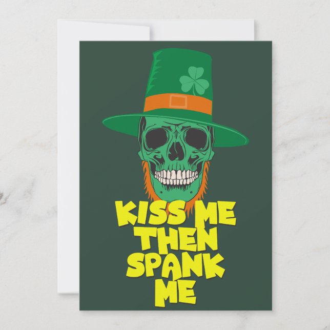 Rolig St. Patricks Day 2023- Kyss mig sen spanka m Julkort (Framsida)