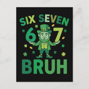 Rolig St. Patricks Day 2026 – Six Seven 67 Bruh Vykort