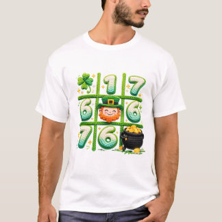 Rolig St Patricks Day 6 7 Hjärta Tic Tac Toe T Shirt