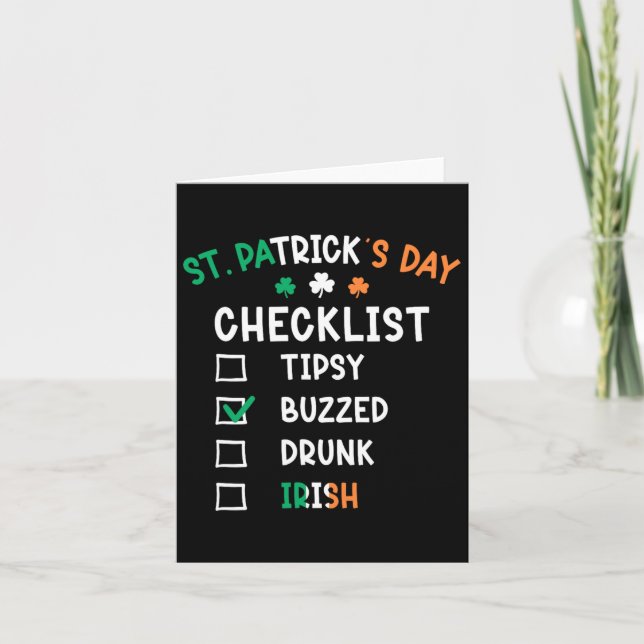 Rolig St Patricks Day checklista 3  Kort (Framsida)