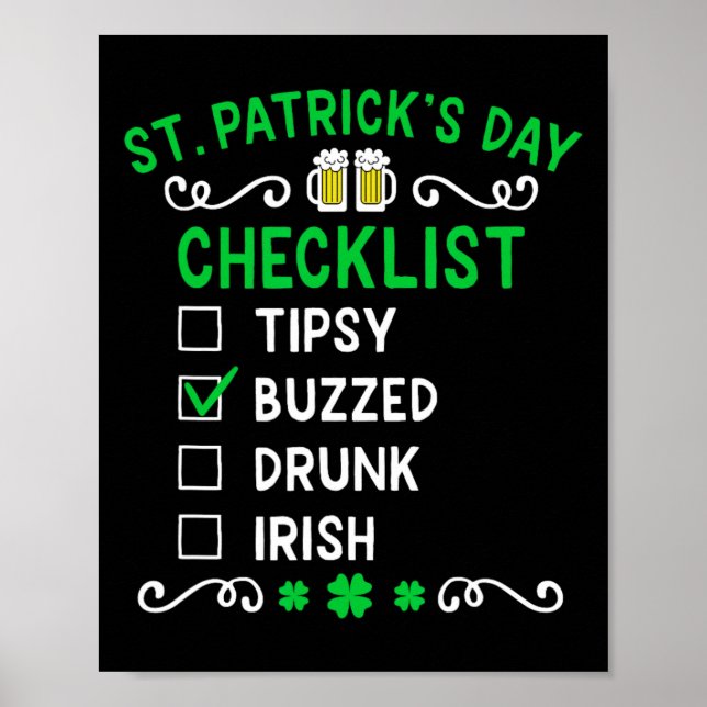 Rolig St Patricks Day Checklista 4  Poster (Framsidan)