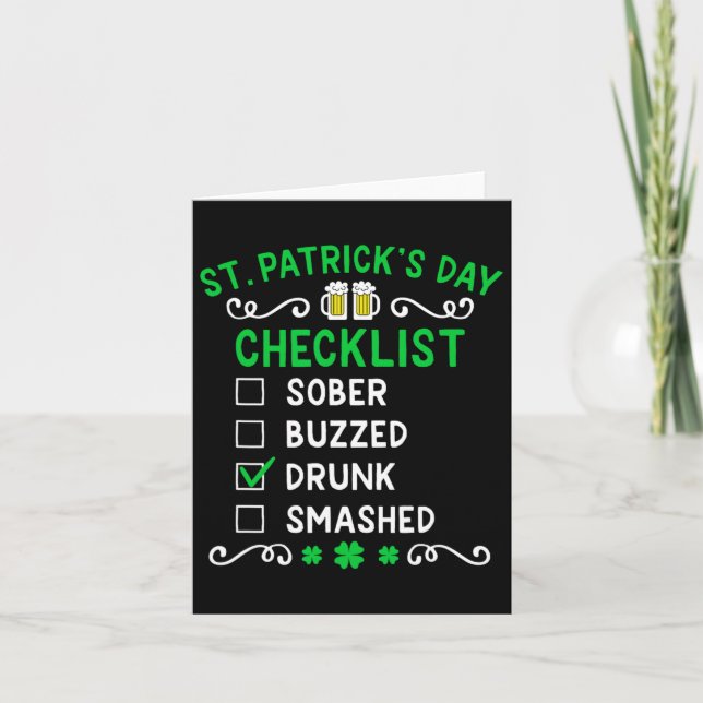 Rolig St Patricks Day Checklista Berusad  Kort (Framsida)