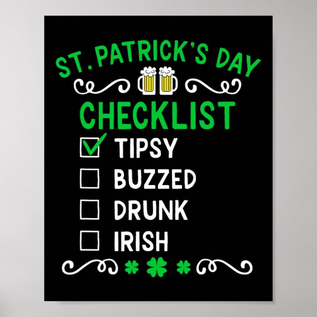 Rolig St Patricks Day checklista  Poster (Framsidan)
