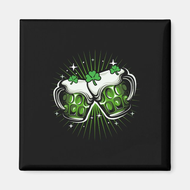 Rolig St Patricks Day Dricker Irlands Shamrock Grö Magnet (Framsidan)