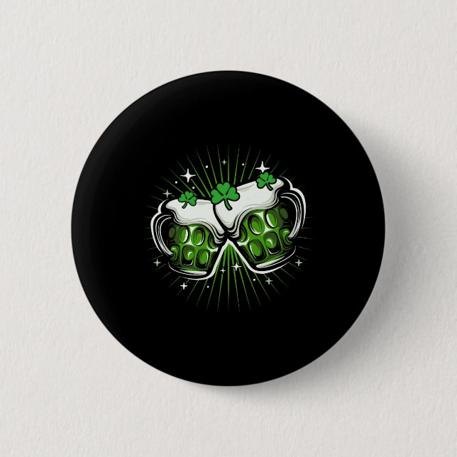 Rolig St Patricks Day Dricker Irländsk Shamrock Gr Knapp (Framsida)
