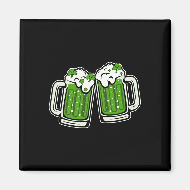 Rolig St Patricks Day Dricker Irländsk Shamrock Gr Magnet (Framsidan)