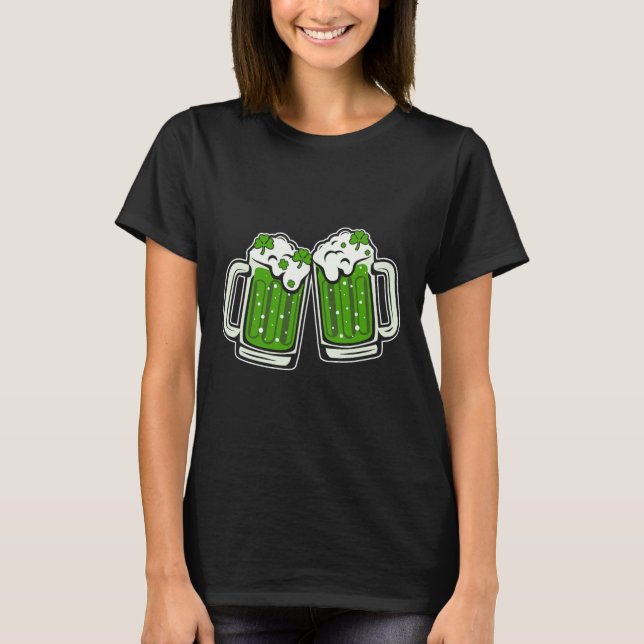 Rolig St Patricks Day Dricker Irländsk Shamrock Gr T Shirt (Framsida)