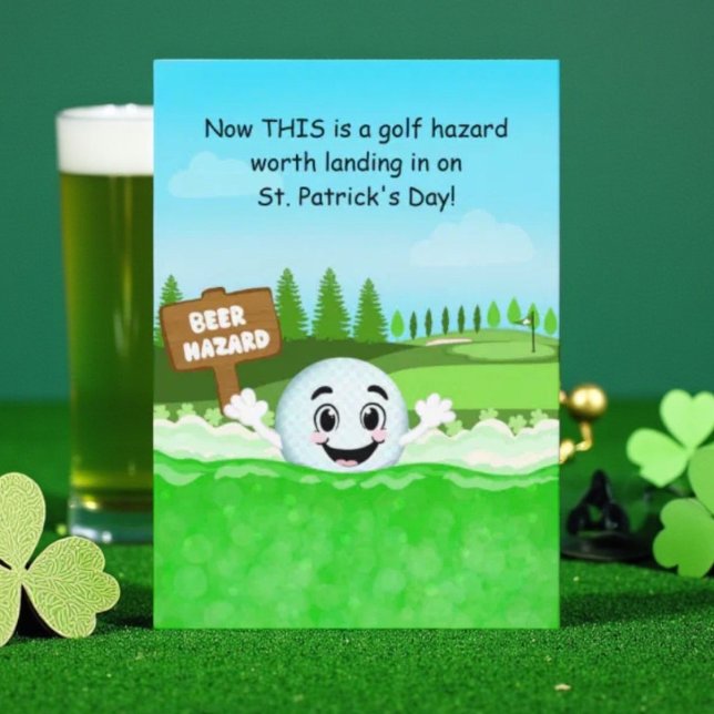 Rolig St. Patrick's Day-golf med golfboll öl  Kort (Skapare uppladdad)