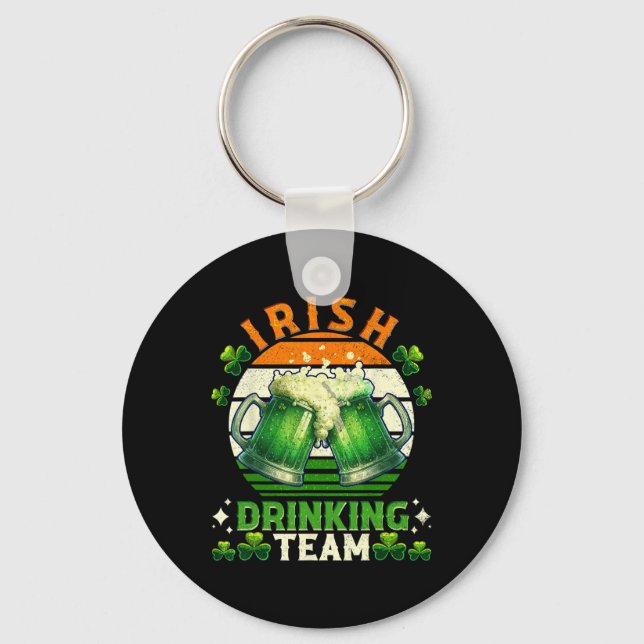 Rolig St Patricks Day Irländsk öl-drickande Team I Nyckelring (Framsida)