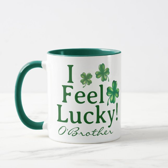 Rolig St. Patricks Day Känner mig Lucky Clover Tri Mugg (Vänster)