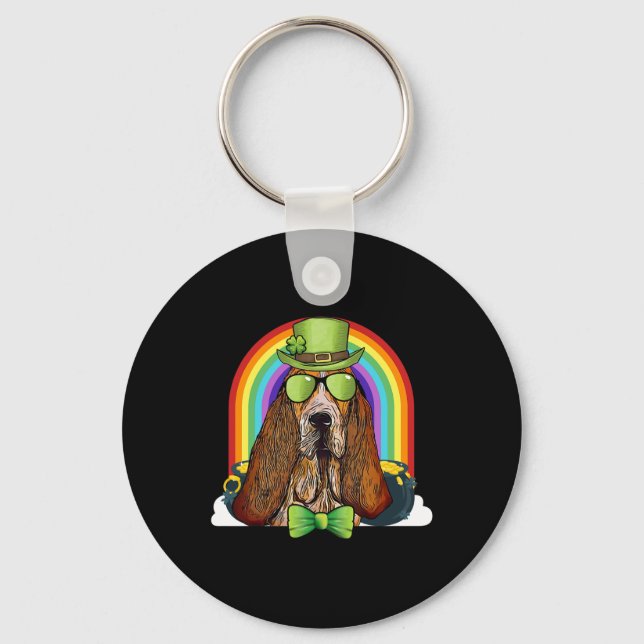 Rolig St Patricks Day Leprechaun för hund Nyckelring (Framsida)
