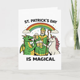 Rolig St Patricks Day Magisk Drak Enhörning Öl Kort