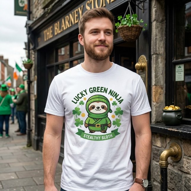 Rolig St. Patrick's Day Ninja Seng T-Shirt (Skapare uppladdad)