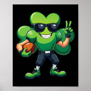 Rolig St Patrick's Day Shamrock Spelar Fotboll Gif Poster