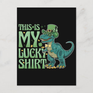 Rolig St. Patricks högtid leprechaun trex dinosaur Helg Vykort