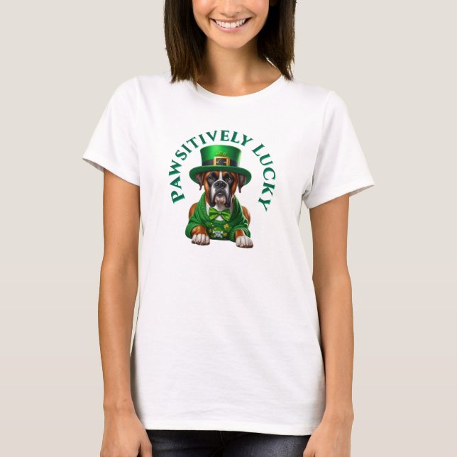 Rolig St Patricks Hund Klart Lycklig T Shirt (Framsida)