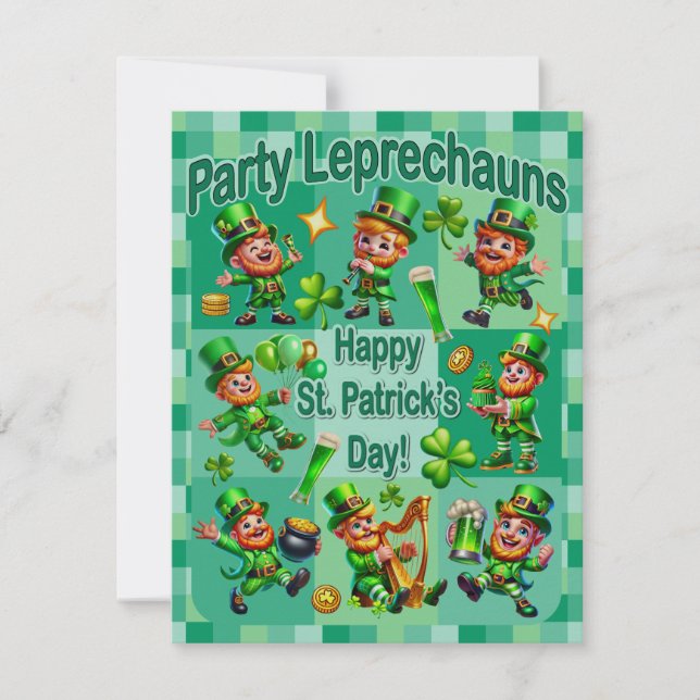 Rolig St. Patricksdag Adorable "Partygnomar" (Framsida)