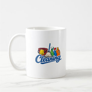 Rolig städare husstädning husvårdare kaffemugg