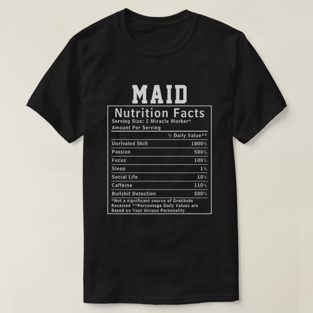 Rolig Städerska Näringsfakta Present för Städperso T Shirt (Design framsida)