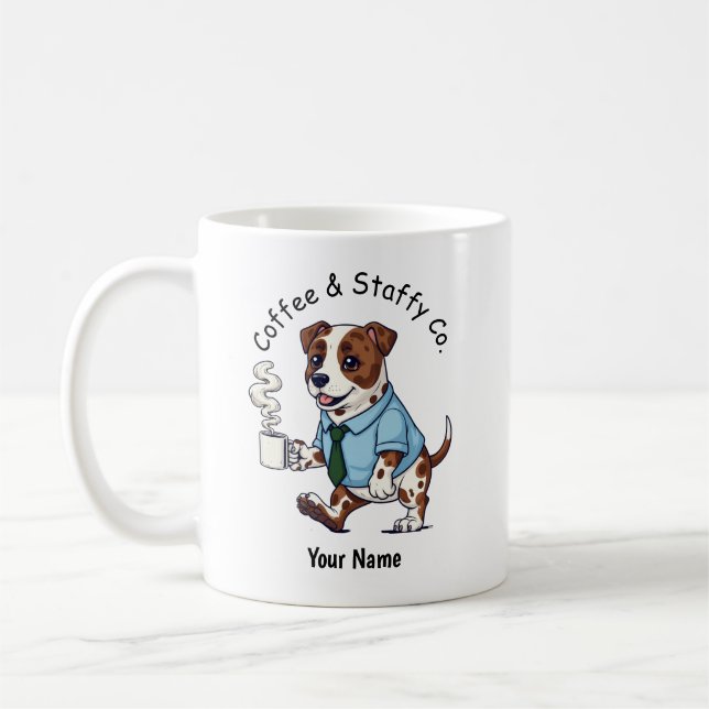 Rolig Staffordshire Bull Terrier kostym kaffe  Kaffemugg (Vänster)
