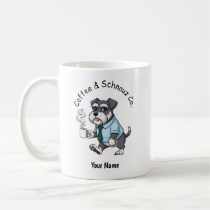 Rolig Standard Schnauzer Hund Affärskostym Kaffe Kaffemugg
