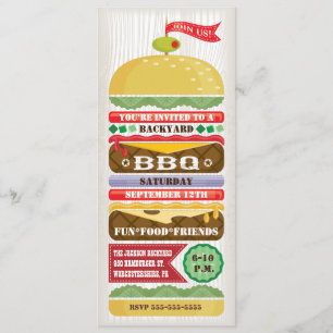 Rolig staplad BBQ-fest inbjudan