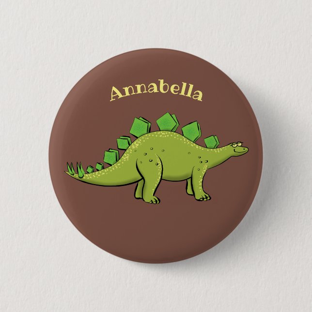 Rolig stegosaurus dinosaur tecknad film knapp (Framsida)