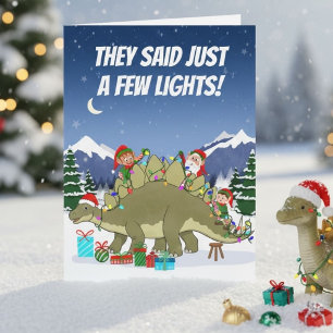 Rolig Stegosaurus Julbelysning Tomtar Kort
