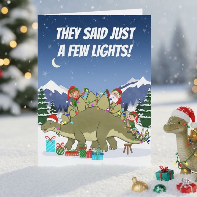 Rolig Stegosaurus Julbelysning Tomtar Kort (Skapare uppladdad)