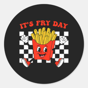 Rolig stekt dag fredag pommes frites mellanmål sna runt klistermärke